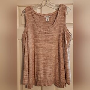 WHBM Cold Shoulder Pink Shimmer Sweater